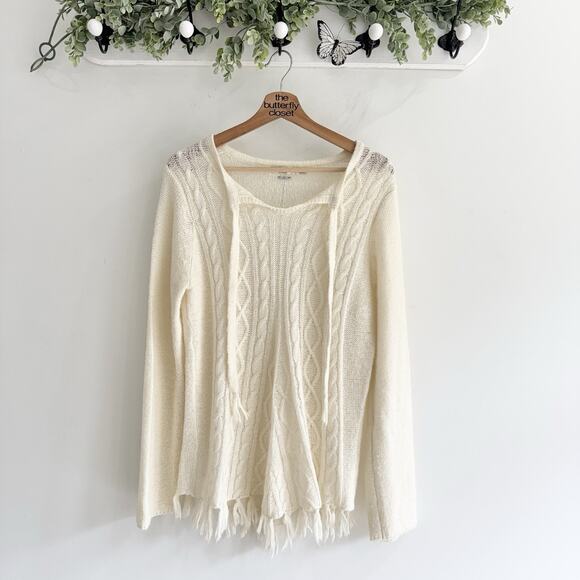 Prana Cream Shelby Sweater With Fringe Large XX1498 - Picture 1 of 4